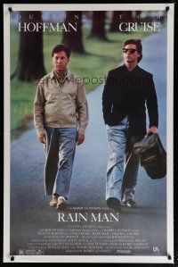 5y618 RAIN MAN 1sh '88 Tom Cruise & autistic Dustin Hoffman, directed by Barry Levinson!