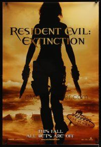 5y625 RESIDENT EVIL: EXTINCTION teaser DS 1sh '07 silhouette of zombie killer Milla Jovovich!