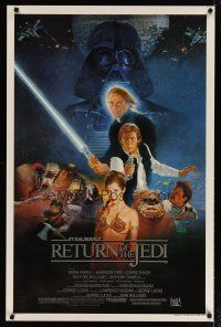 5y628 RETURN OF THE JEDI style B 1sh '83 George Lucas classic, great cast montage by Sano!