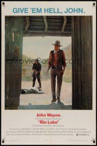 5y633 RIO LOBO 1sh '71 Howard Hawks, Give 'em Hell, John Wayne, great cowboy image!