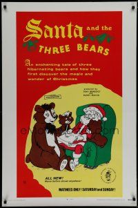 5y653 SANTA & THE THREE BEARS 1sh '70 Christmas cartoon, cool Santa w/bears art!