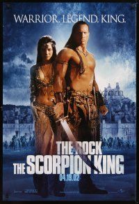 5y659 SCORPION KING teaser DS 1sh '02 The Rock is a warrior, legend, king, sexy Kelly Hu!
