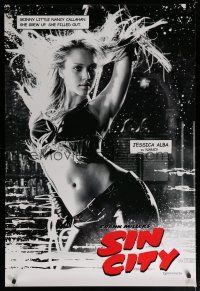 5y675 SIN CITY teaser DS 1sh '05 Frank Miller comic, black & white image of sexy Jessica Alba!