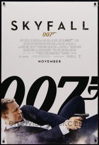 5y679 SKYFALL int'l advance DS 1sh '12 image of Daniel Craig as James Bond on back shooting gun!