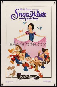 5y683 SNOW WHITE & THE SEVEN DWARFS foil 1sh R87 Walt Disney animated cartoon fantasy classic!