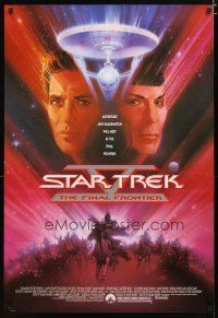 5y700 STAR TREK V 1sh '89 The Final Frontier, art of William Shatner & Leonard Nimoy by Bob Peak!
