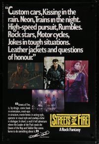 5y720 STREETS OF FIRE teaser 1sh '84 Walter Hill directed, Michael Pare, Diane Lane, Willem Dafoe!