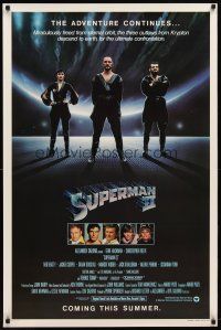 5y727 SUPERMAN II teaser 1sh '81 Christopher Reeve, Terence Stamp, cool image of villains!