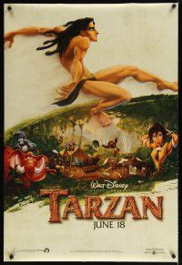 5y735 TARZAN June 18 advance DS 1sh '99 Disney cartoon, from Edgar Rice Burroughs story!