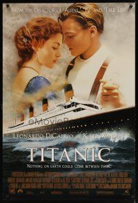 5y750 TITANIC revised style B int'l DS 1sh '97 DiCaprio, Kate Winslet, with Gloria Stuart credited!