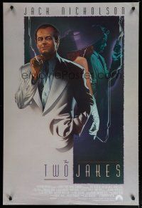 5y781 TWO JAKES int'l DS 1sh '90 cool full-length art of smoking Jack Nicholson by Rodriguez!