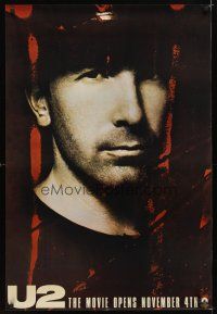 5y783 U2 RATTLE & HUM teaser 1sh '88 great close-up David Howell Evans as Irish rocker The Edge!