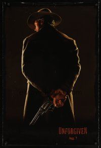 5y792 UNFORGIVEN dated teaser DS 1sh '92 image of gunslinger Clint Eastwood with back turned!