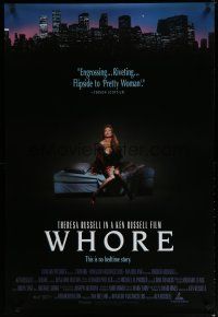 5y822 WHORE DS 1sh '91 Ken Russell directs sexy Theresa Russell in title role!