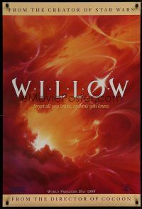 5y827 WILLOW teaser 1sh '88 Ron Howard directed, Alvin fantasy art of clouds!