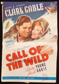 5z459 CALL OF THE WILD pressbook '35 Clark Gable & Loretta Young in Jack London story!
