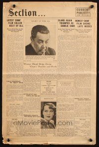 5z471 CHARLIE CHAN IN PARIS pressbook '35 great images of Asian detective Warner Oland!