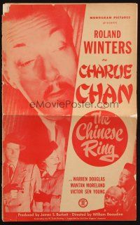 5z477 CHINESE RING pressbook '48 close-up of Roland Winters as Asian detective Charlie Chan!