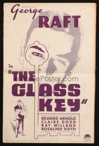 5z588 GLASS KEY pressbook '35 George Raft, Claire Dodd, Dashiell Hammett, cool art!