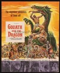 5z591 GOLIATH & THE DRAGON pressbook '60 cool fantasy art of Mark Forest battling the giant beast!