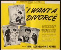 5z639 I WANT A DIVORCE pressbook '40 Joan Blondell & Dick Powell, great poster images!
