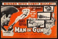 5z721 MAN OR GUN pressbook '58 Macdonald Carey, Audrey Totter, killer sets a murderous mantrap!