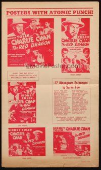 5z819 RED DRAGON pressbook '45 Sidney Toler as Asian detective Charlie Chan!