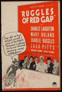 5z834 RUGGLES OF RED GAP pressbook '35 Charles Laughton, Mary Boland, Charlie & Zasu Pitts!