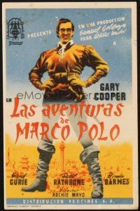 5z005 ADVENTURES OF MARCO POLO Spanish herald '37 great different full-length art of Gary Cooper!
