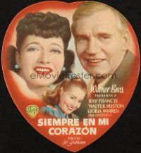 5z012 ALWAYS IN MY HEART die-cut Spanish herald '42 Kay Francis, Walter Huston, Gloria Warren!