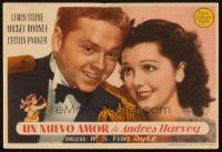 5z015 ANDY HARDY GETS SPRING FEVER Spanish herald '39 romantic c/u of Mickey Rooney & Rutherford!