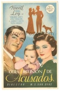 5z016 ANOTHER THIN MAN Spanish herald '39 William Powell, Myrna Loy with baby & Asta the dog!