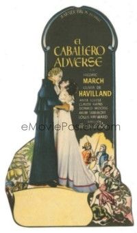 5z017 ANTHONY ADVERSE die-cut Spanish herald '36 art of Fredric March & Olivia de Havilland!