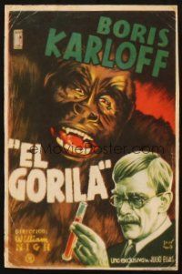 5z018 APE Spanish herald '40 great Maria art of Boris Karloff & wacky gorilla!