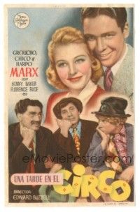 5z023 AT THE CIRCUS Spanish herald '45 Groucho, Chico & Harpo, Marx Brothers, different image!