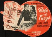 5z027 BALL OF FIRE die-cut Spanish herald '44 dapper Gary Cooper, Barbara Stanwyck + seven dwarfs!
