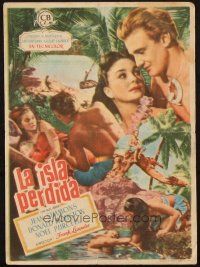 5z036 BLUE LAGOON Spanish herald '49 montage of sexy stranded Jean Simmons & Donald Houston!