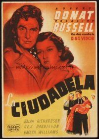 5z051 CITADEL Spanish herald '38 different art of Robert Donat holding Rosalind Russell!