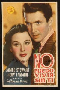 5z054 COME LIVE WITH ME Spanish herald '41 different portrait of James Stewart w/sexy Hedy Lamarr!