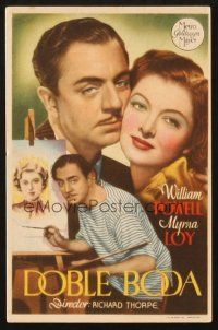 5z073 DOUBLE WEDDING Spanish herald '37 different image of William Powell painting & w/ Myrna Loy!