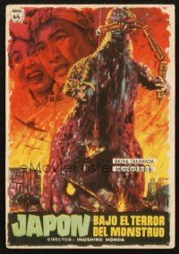 5z108 GODZILLA Spanish herald '56 Gojira, Toho, sci-fi classic, cool Mac Gomez monster art!