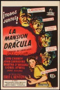 5z126 HOUSE OF DRACULA Spanish herald '45 great artwork of the most classic monsters!