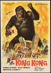 5z147 KING KONG Spanish herald R65 different art of giant ape holding Fay Wray & destroying city!