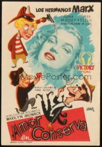 5z164 LOVE HAPPY Spanish herald '53 different art of the Marx Brothers & Marilyn Monroe by Jano!