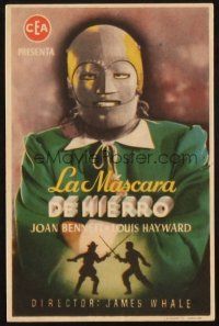 5z167 MAN IN THE IRON MASK Spanish herald '44 best different image of Louis Hayward, James Whale!