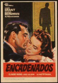 5z196 NOTORIOUS Spanish herald R67 Jano art of Cary Grant & Ingrid Bergman, Hitchcock classic!