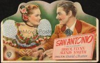 5z237 SAN ANTONIO die-cut Spanish herald '49 different image of Alexis Smith smiling at Errol Flynn