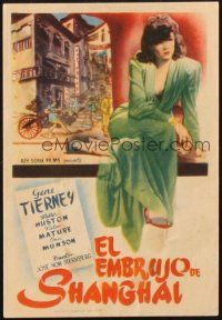 5z250 SHANGHAI GESTURE Spanish herald '46 Josef von Sternberg, different art of sexy Gene Tierney!