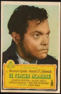 5z282 THIRD MAN Spanish herald '50 different close up of Orson Welles, classic film noir!