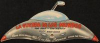 5z305 WAR OF THE WORLDS die-cut Spanish herald '53 H.G. Wells, George Pal, wonderful UFO art!